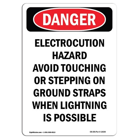 Signmission OSHA Danger Sign, 14" Height, Portrait Electrocution Hazard Avoid Touching, Portrait OS-DS-D-1014-V-1838